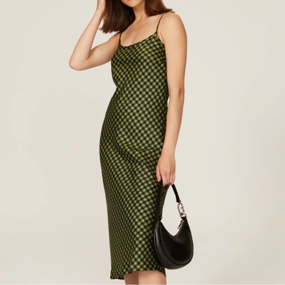 Levi's Green and Black Checkered Midi Dress